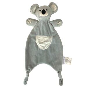 Bubba Blue Koala Lovey Security Blanket Gray Polyester Soft Plush and Satin